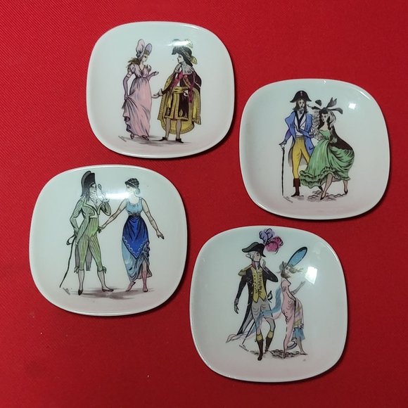 VTG Porcelaine Limoges Made in France Mini Plate 3" Set of 4 - Picture 1 of 13
